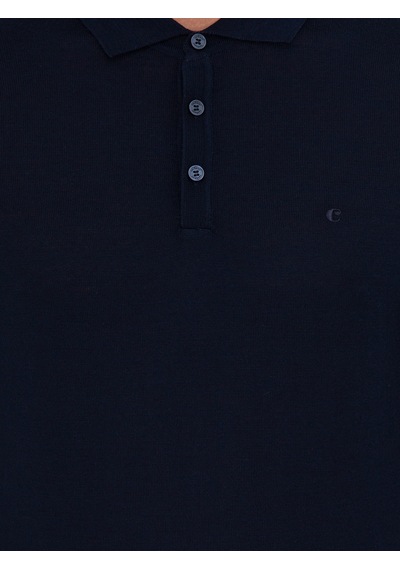 Cacharel Lacivert Slim Fit Polo Yaka Basic Triko Kazak