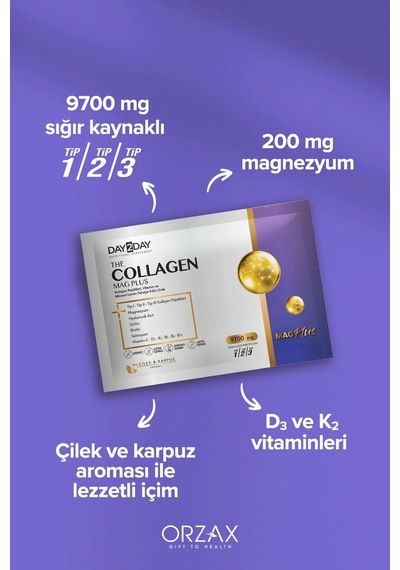 Collagen Mag Plus 9700 Mg Kolajen + Magnezyum + D3 K2 + Biotin 45 Saşe - 2 Adet