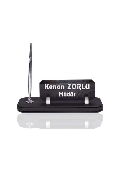 Cruze Deri Masa İsimlik İş Yeri Ofis Masa İsimliği Gümüş
