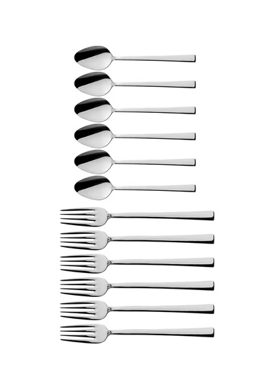 Parlak Gümüş Tatlı Çatal Ve Kaşık Seti - 12 Adet Kahvaltı Pasta Tatlı Çatal Ve Kaşık Seti Çok Renkli