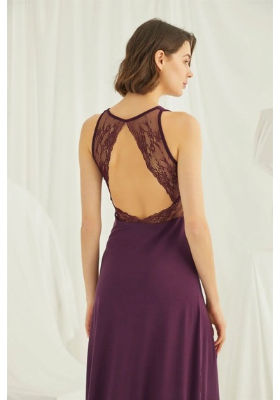 Monamise Kadın Bordo Sıfır Kol Gecelik 19226 Bordo