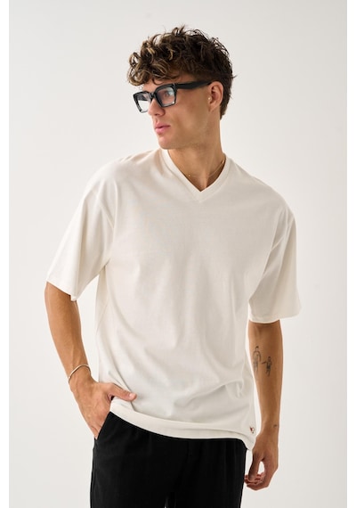 Alexander Gardi Alexandergardı V Yaka Oversize T-shirt Beyaz