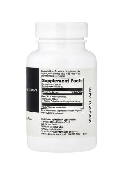 Davinci Laboratories, Green Tea-70, Decaffeinated, 60 Capsules