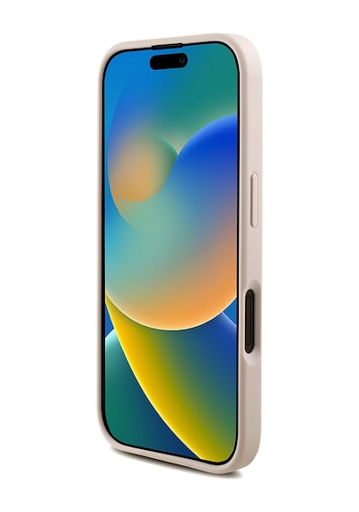 Apple Uyumlu iPhone 16 Plus Kılıf Guess Lisanslı Bilek Askı İpli Metal 4g Ve Yazı Logolu Kapak Pembe