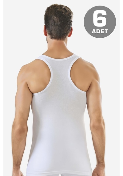Arma Yıldız 6'lı Paket Beyaz Erkek Rambo Sporcu Atlet %100 Pamuk Ribana Beyaz