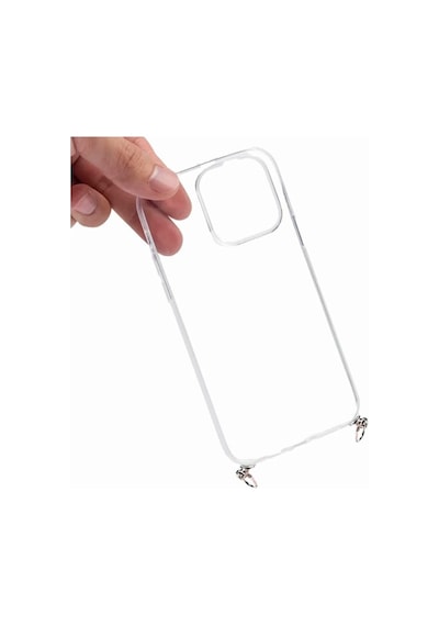 Hippi Apple Uyumlu iPhone 15 Plus Şeffaf Askılı Telefon Kılıfı Beyaz - Şeffaf