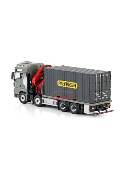 1/50 Man Tgx Xxl Euro 6c Facelıft Rıged Flatbed Truck 8x4 Wıth Palfınger Pk 480 Tec + 20ft Konteyner Vinçler