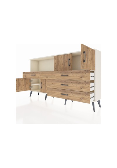 Arges Konsol 2 Raflı 4 Çekmeceli 4 Kapaklı 176x30x99 Aytaşı-çam Atlas Çam/atlas Çam - Aytası