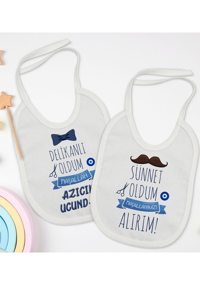 BK Kids Sünnet Tasarımlı 2’li Beyaz Mama Önlüğü-3 Beyaz