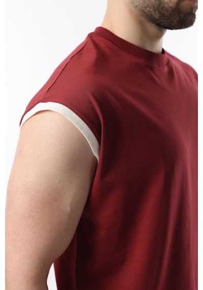 Madmext Bordo Sıfır Kol Erkek Şort T-shirt Takım E7308 Bordo