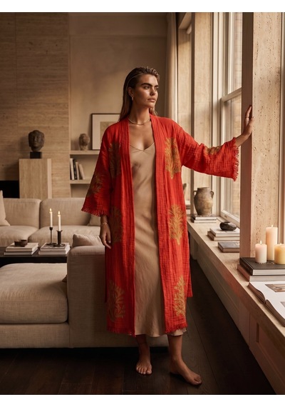 Brandsmiths Red Ethereal Coral Kimono Sarı