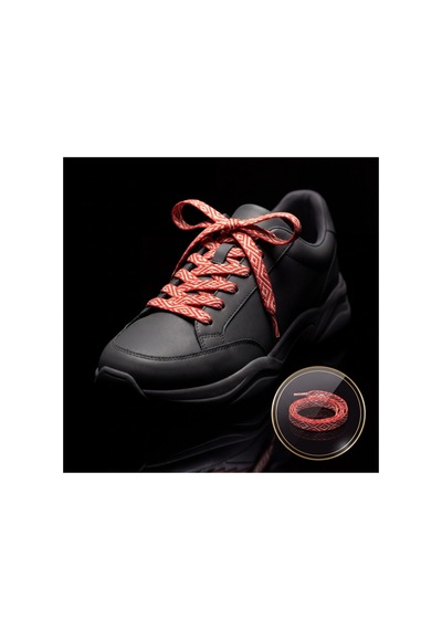 Last İcon Kırmızı Krem Baklava Desenli Yassı Ayakkabı Bağcığı Spor Sneaker Çok Renkli