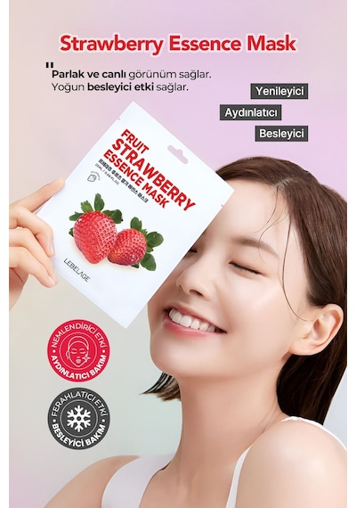 Lebelage Çilekli Kağıt Maske Lebelage Fruit Strawberry Essence Mask