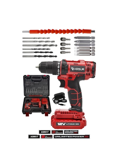 Assur 12V Metal Şanzıman Çift Akülü Bakır Sargı Akülü Vidalama Şarjlı Matkap - 2138