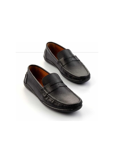Bambi Siyah Leather Erkek Loafer Ayakkabı E01396070140 Siyah