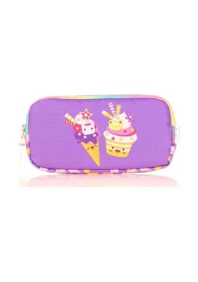 Kaukko Kids 3 Bölmeli Kalem Çantası Simli-nakışlı Ice Cream Lila L8141