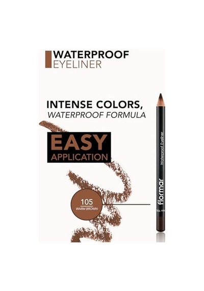 Flormar Suya Dayanıklı Mat Göz Kalemi Kahve - Waterproof Eyeliner - 105 Warm Brown - 8690604109050 00