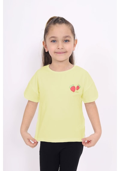 Toontoy Kız Çocuk Baskılı Bisiklet Yaka Kısa Kollu Tişört Ekru Toontoy Kız Çocuk Baskılı Bisiklet Yaka Kısa Kollu Tişört Ekru