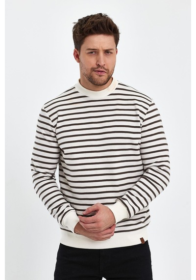 Alexander Gardi Alexandergardı Bisiklet Yaka Çizgili Sweatshirt E23-761a-erk Beyaz - Haki