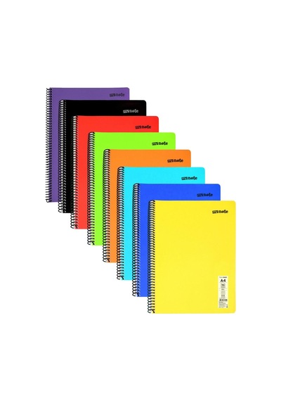 Flex Neon A4 Defter 96 Yaprak 4 Kareli 4 Çizgili Defter Seti Çok Renkli