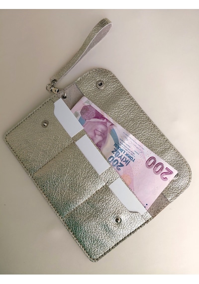 Luna Luster Hakiki Deri Gold Portföy Uzun Kadın Cüzdan Kart & Telefon & Pasaportluk Bölmeli Drc31