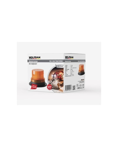 Wolfram Led Tepe Döner İkaz Lambası 1 Fonksiyon 12v/24v E-belgeli 12w Mıklatıslı
