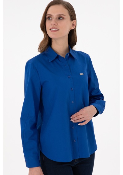 U.s. Polo Assn. Kadın Saks Gömlek Desenli 50297103-vr045 Saks