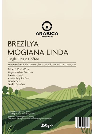 Brezilya Mogiana Linda 250 G %100 Arabica Specialty Çekirdek Kahve Medium Kavrulmuş Moka Pot