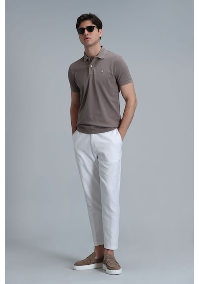 Lufian Erkek Laon Smart Polo T-shirt 111040164 Toprak Vizon