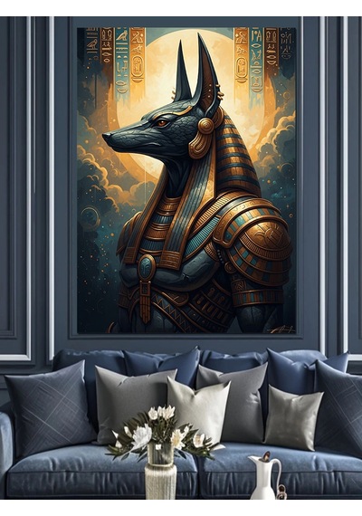 Ahşap Tablo Antik Mısır Tanrısı Anubis İnsan Figürlü Tablolar