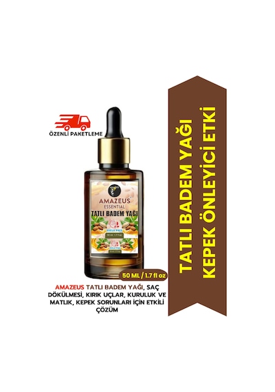 Amazeus Tatlı Badem Yağı %100 Saf Ve Doğal Besleyici Etki 50 Ml / 1.7 Fl Oz 20 ML