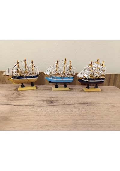Yelkenli Ahşap Gemi Mini Boy-dekoratif-10 Cm Model 1004 Balıkhediyelik 1 Adet