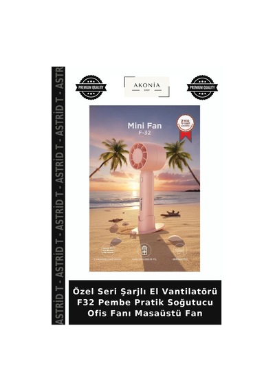 Özel Seri Şarjlı El Vantilatörü F32 Pembe Pratik Soğutucu Ofis Fanı Masaüstü Fan
