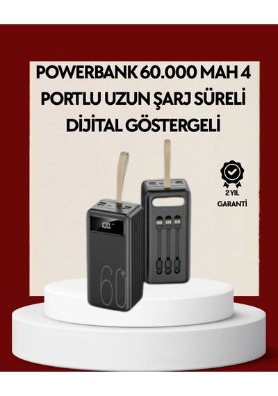 4 Çıkışlı Hızlı Şarj Destekli Powerbank Siyah