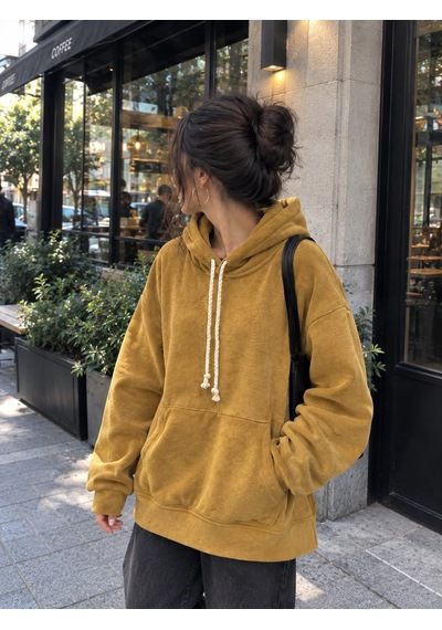 Stormwear Unisex Oversize Polar Sweatshirt Halat Kordonlu Kapüşonlu Cepli Sweat Sarı