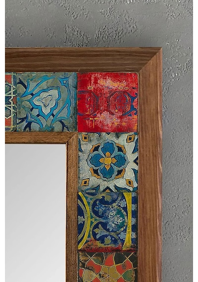Oscar Stone Ahşap Çerçeveli Mozaik Doğaltaş Ayna 33 Cm X 33 Cm Dresuar Aynası Diğer
