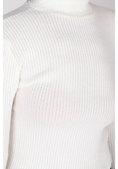Armonika Kadın Beyaz Uzun Kollu Triko Crop Bluz Arm-26k042011