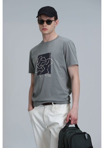 Lufian Nally Modern Grafik T- Shirt Yesil Yeşil 111020205100600 111020205100600 Yeşil