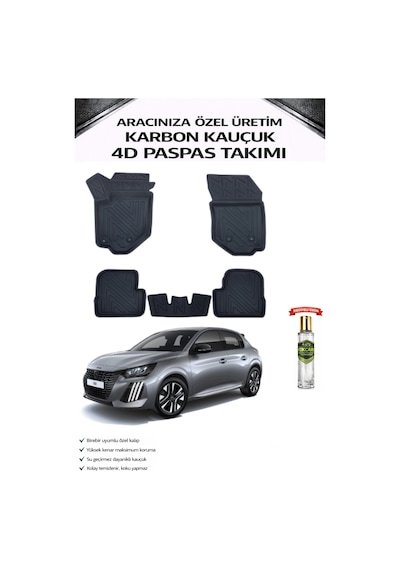 Peugeot 208 2023 Model Aracınıza Özel Karbon Kauçuk Paspas Takımı