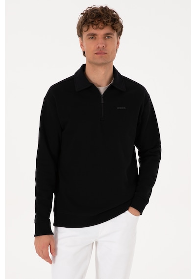 U.S. Polo Assn. Erkek Regular Fit Yarım Fermuarlı Şardonlu Siyah Basic Sweatshirt 50313783-VR046 U.S. Polo Assn. Erkek Regular Fit Yarım Fermuarlı Şardonlu Siyah Basic Sweatshirt 50313783-VR046