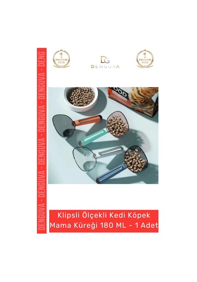 Mamaküreği Klipsli 180 Ml Hijyenik Evcil Hayvan Porsiyon Kontrolü Ölçekli Kedi Köpek Mama Küreği -