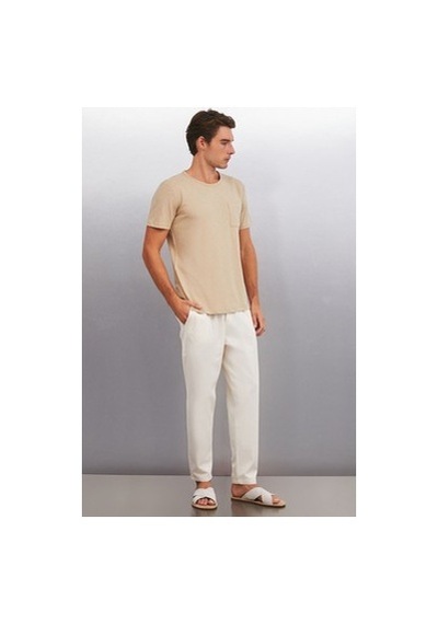 5in1Canpolat Bej Renk Erkek Oversize T-shirt Modası 750