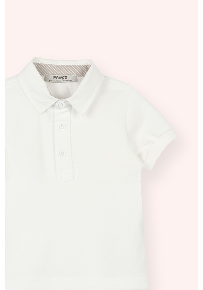 Panço Erkek Çocuk Yakalı Kısa Kollu T-shirt Ekru