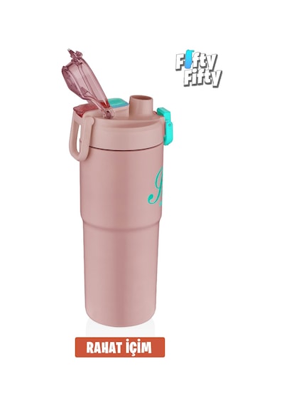 Vagonlife 2'li Çelik Termos-kahve Bardağı Seti 750ml Çift Kullanım Termos//450ml Mug Kahve Bardağı Pembe - Mor