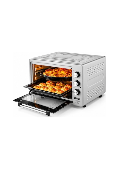 Akel Af-280 Saatli Kare Midi Fırın 1200w & 32lt Hacim 3 Kademeli Güç Ayarlanabilir Termostat Standart