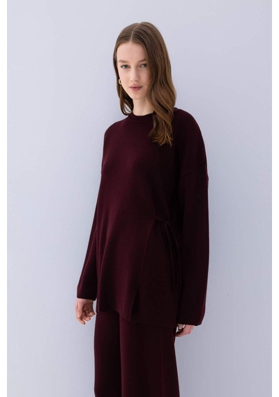 DeFacto Regular Fit Bisiklet Yaka Bağlamalı Basic Düz Triko Kazak Tunik D7508AX24WNBR171 Bordo DeFacto Regular Fit Bisiklet Yaka Bağlamalı Basic Düz Triko Kazak Tunik D7508AX24WNBR171 Bordo
