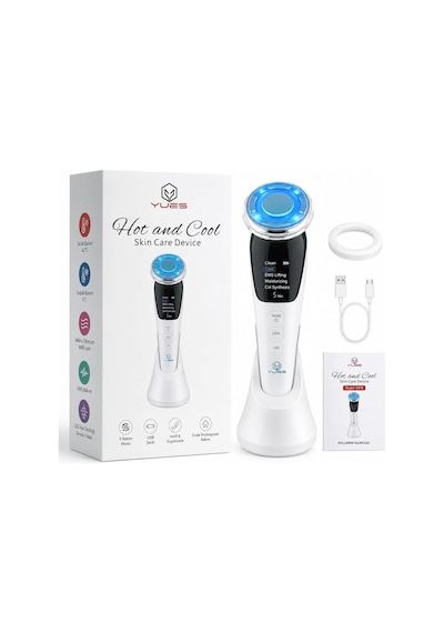Hot & Cool Ems Cilt Bakım Cihazı, Sıcak Soğuk Yüz Masaj Aleti, Led Işık Destekli, Mikro Titreşimli, Şarjlı Yüz Bakım Cihazı, Temizleme, Nemlendirme Ve Bakım Modları, Model D818