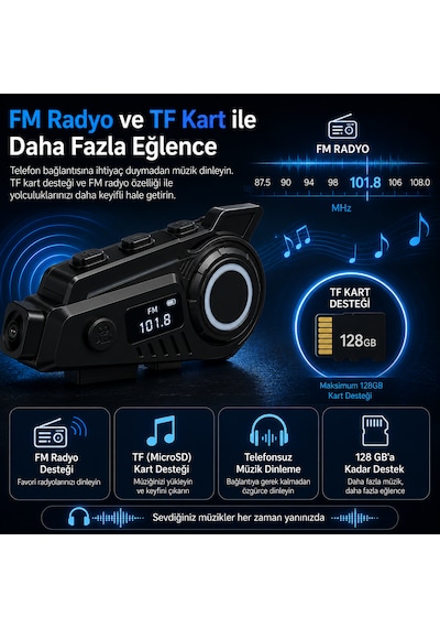 Motosiklet Kask Bluetooth Kulaklığı Kameralı Wifi Destekli Type-c Şarjlı Mikrofonlu Kask İçi Interkom Sistemi