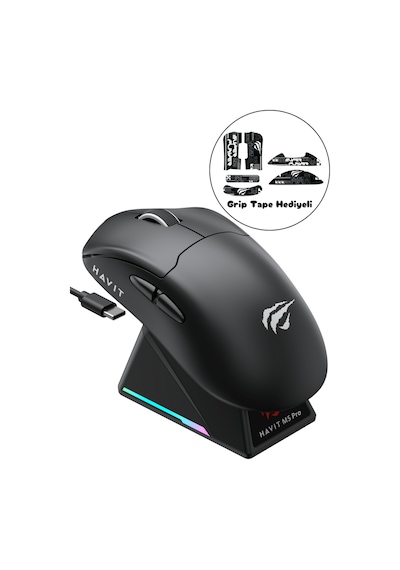 Havit Gamenote M5 Pro Superlight Kablosuz Gaming Mouse - 30.000 Dpı, Paw3950 - Rgb Şarj Standlı - Ekranlı