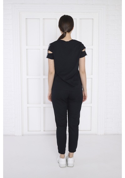 Kadın Spor Lacivert Alt-üst T-shirt Takım-3942 - M Lacivert